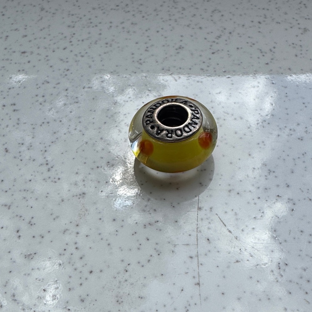 Pandora Silver and Yellow Glass Charm